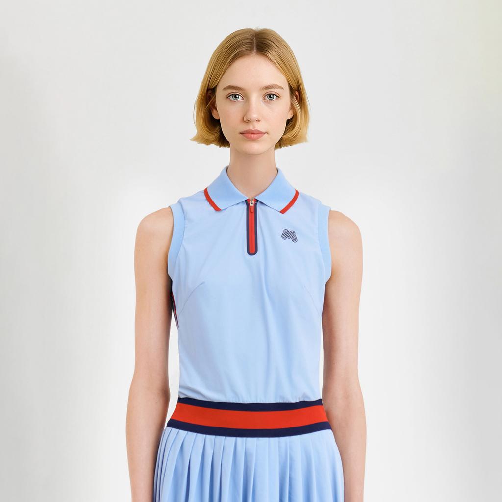 MARTINE GOLF Однотонное платье-слип с плиссировкой без рукавов_S/Синий
