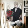 Rose And Champagne Anime Wall Tapestry Aesthetic Wall Hanging Printed Fabric Blanket Decorative Tapestries for Bedroom Living Room Home Decor