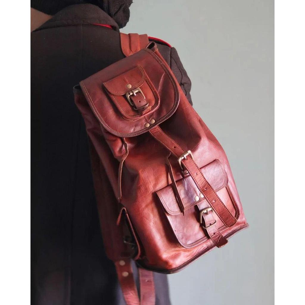 Combo Leather Bag Gym Travel Luggage Duffel Weekend Overnight Backpack 2 Bags