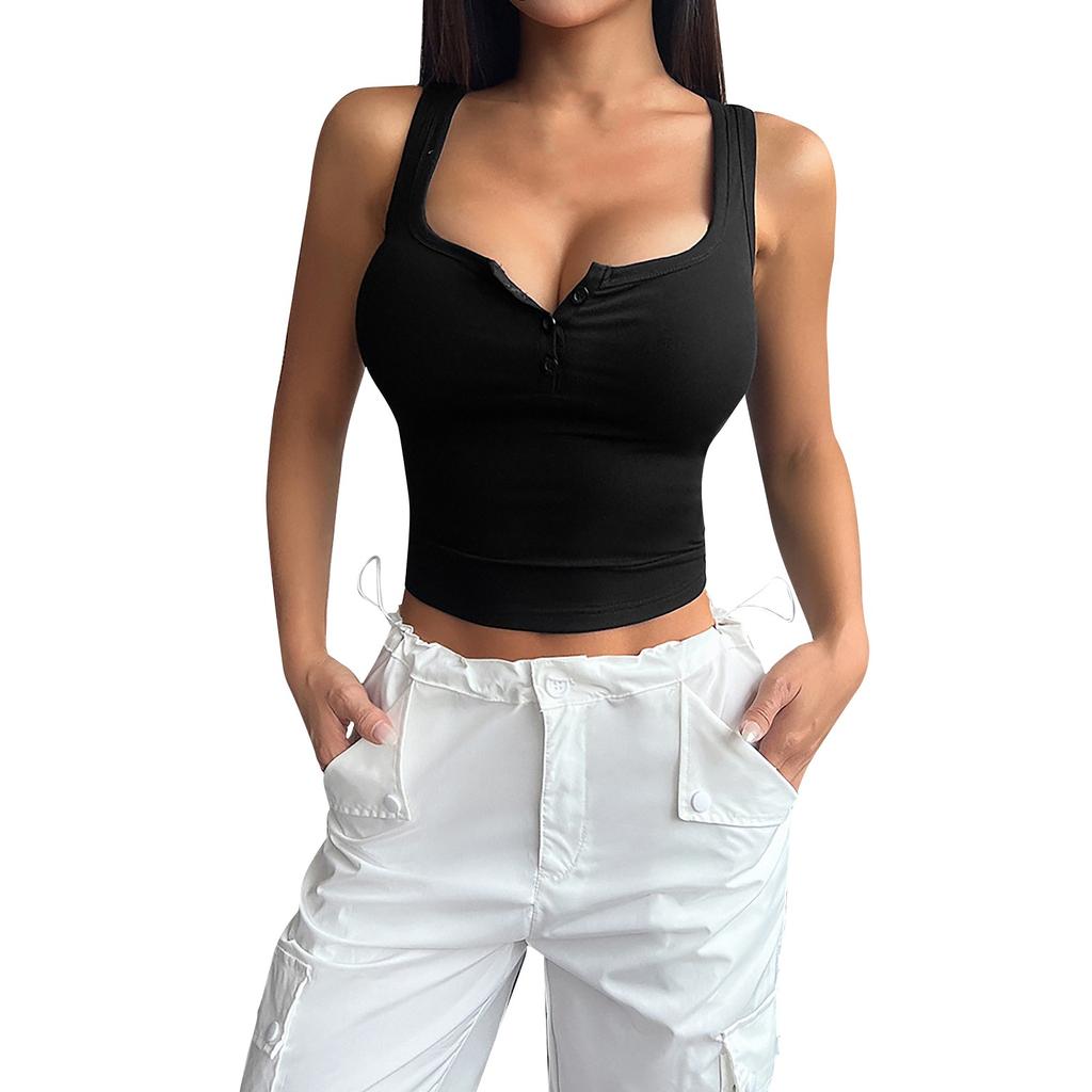 Весенне-летняя модная женская темпераментная тонкая однотонная майка-топ