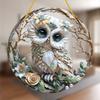 2D Flat Acrylic Round Wall Art Whimsical Owl Suncatcher - Perfect for Living Room, Bedroom, Kitchen - Gift for Friends, Decorative Pendant