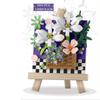 Flower Painting Building Bricks with Wooden Easel Micro Diamond Block Toys for Girls Desktop Decoration