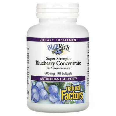BlueRich, концентрированный концентрат черники, 500 мг, 90 мягких капсул