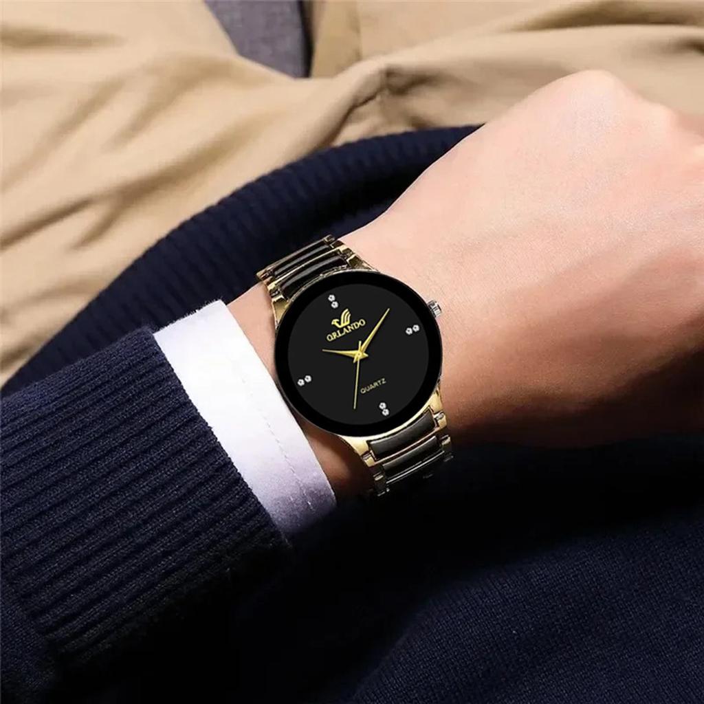 2 шт. - Модные мужские и женские аналоговые кварцевые часы для пары с браслетом из нержавеющей стали