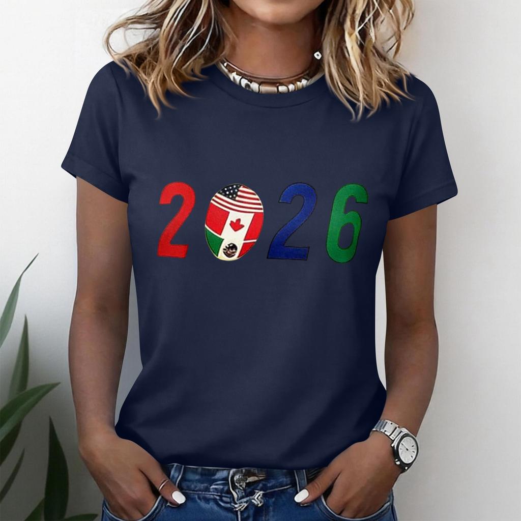 Women's Casual Short Sleeve T-Shirt Crew Neck 2026 Soccer Graphic Print Lightweight Soft Fabric Comfortable Fit