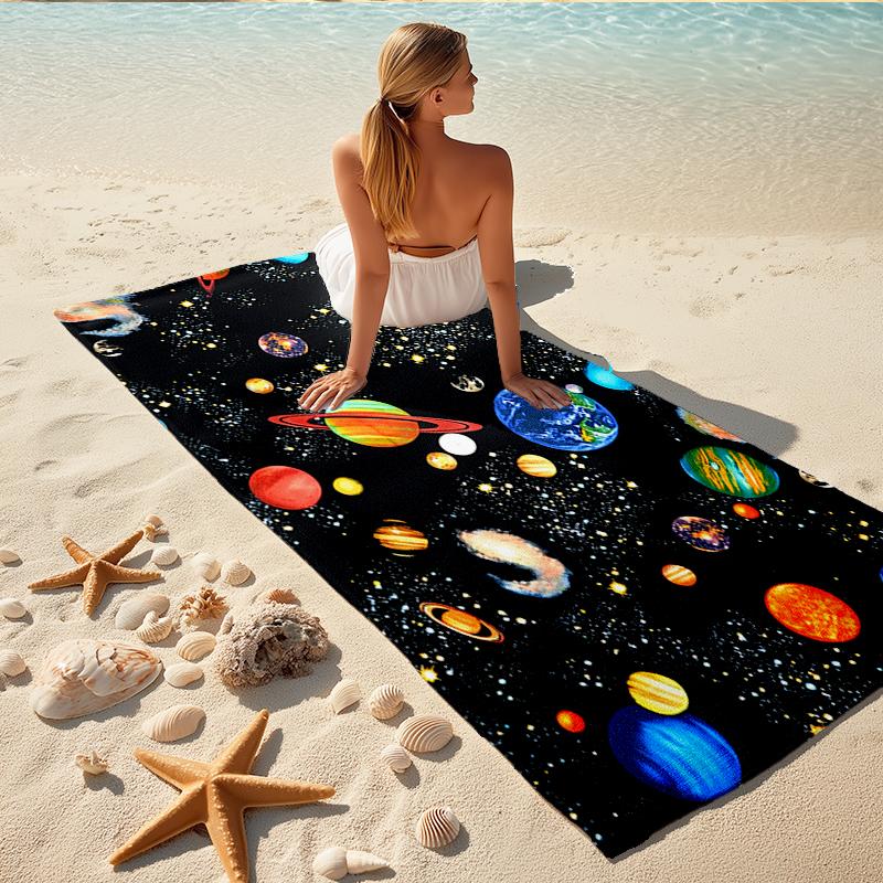 1Pc Cosmic Planetary Journey Beach Towel, Quick Dry, Multi-Use for Beach Pool Gym Yoga Home Travel, Christmas, Halloween, Xmas Gift S92934