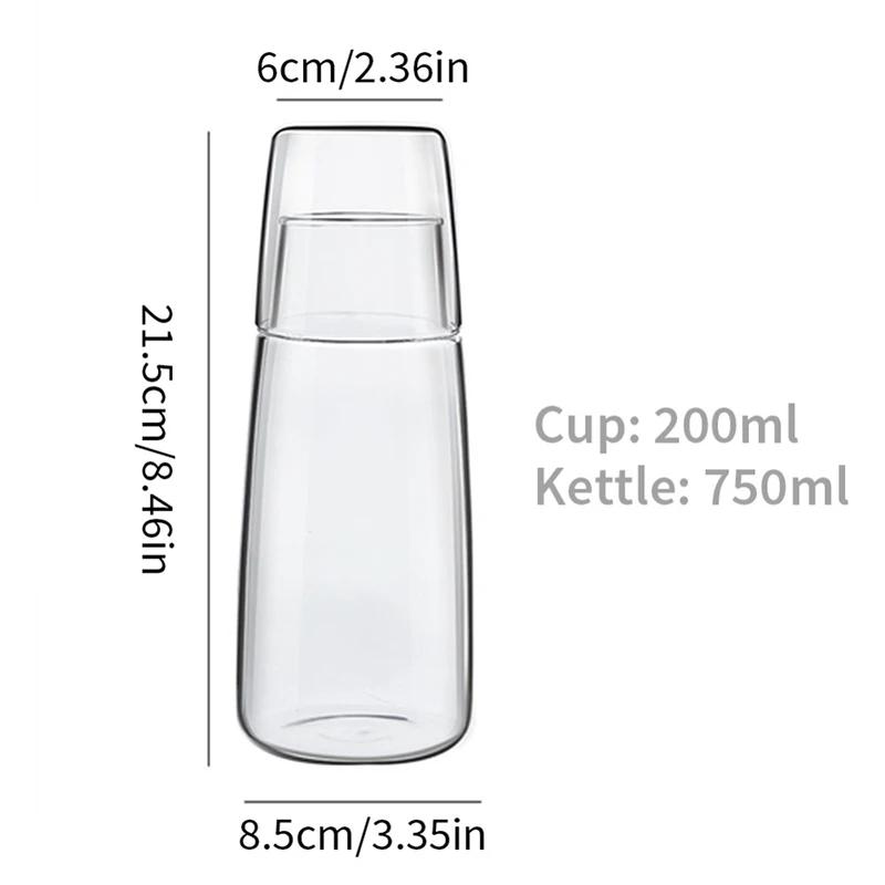 750/850 мл прозрачный графин для воды на прикроватной тумбочке со стаканом для спальни, ночной графин для воды со стаканом, с набором чашек