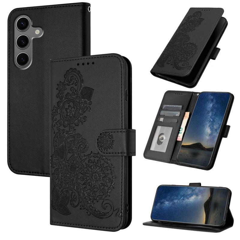 Чехол-книжка для Samsung Galaxy S23 S24 S25 Pro Plus Ultra FE 5G из кожи с тиснением и отделениями для карт, чехол-кошелек