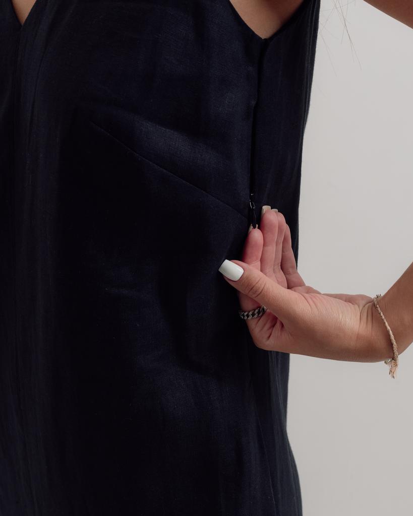 Summer Sundress with Decoration Nagrada 5137 36 Black Linen