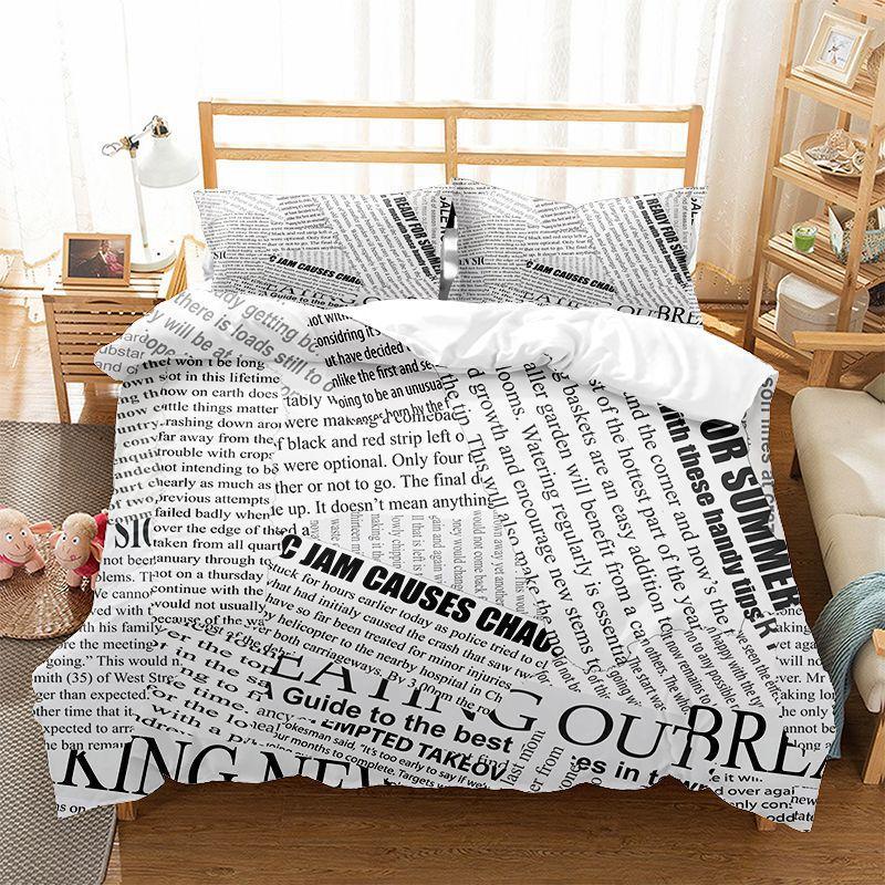 Мягкое Романтичное Английское Постельное Белье Пододеяльник Вдохновляющие Слова Комплект Постельного Белья Квин Для Взрослых Детей Декор Газетное Письмо Покрывало