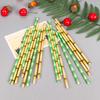 50 шт. Бумажная соломинка с плоским концом, яркого цвета, с бамбуковым узором, без запаха, экологичная, длинная соломинка для питья, для тропической вечеринки, для напитков, для клуба