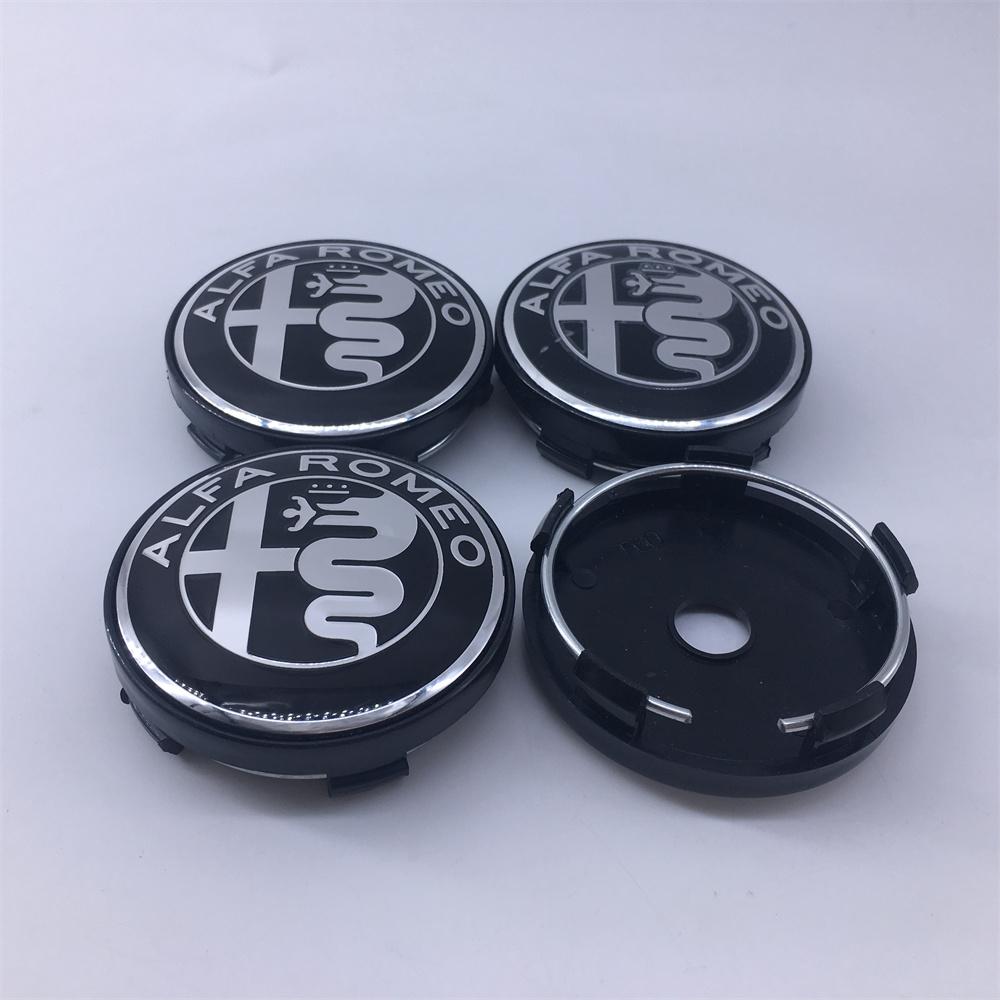 QCYZR1 4PCS 60mm For Alfa Romeo Black caps 030 Stelvio Sportiva GT 159 166 147 156 Mito Metal Emblem Auto Hub caps Decoration Styling