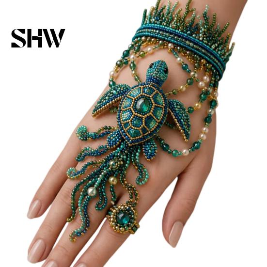 Hand Chain Bracelet Crafts DIY Beaded Kit, Bead Weaving Jewelry Making Set, Adjustable Accessories Kit for Adults Gifts Craft Lovers