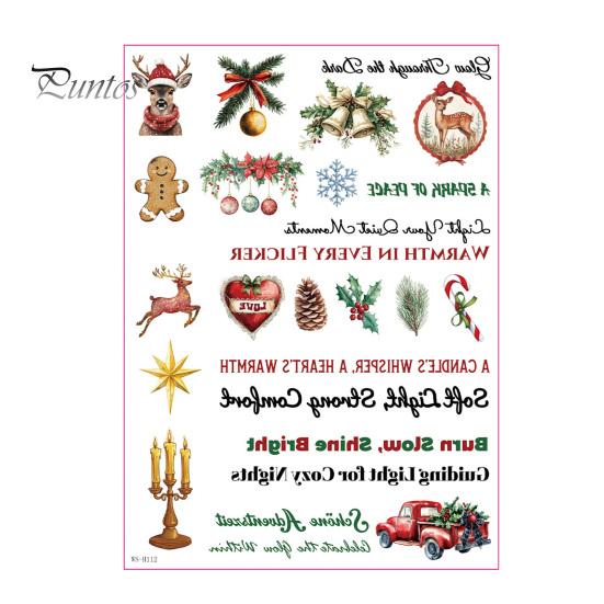 Waterproof Candle Transfer Paper Christmas Stickers, DIY Holiday Craft Supplies, Art Decorative Decals for Making And Festive Home Decor Atmospheric