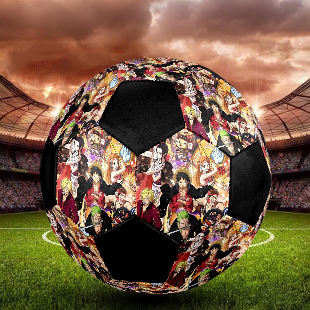 One Piece4 Soccer Ball Colorful All Ages Machine Stitched PVC Competition Ready Durable High-Bounce.SIZE5