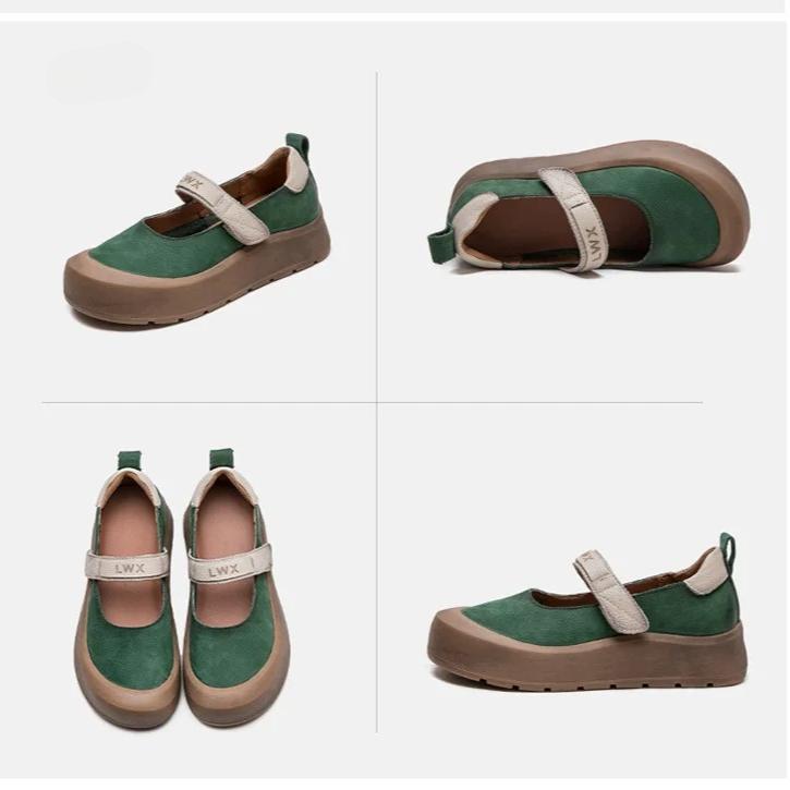 Johnature Повседневная обувь на толстой подошве с круглым носком из натуральной кожи, удобная женская обувь на плоской платформе