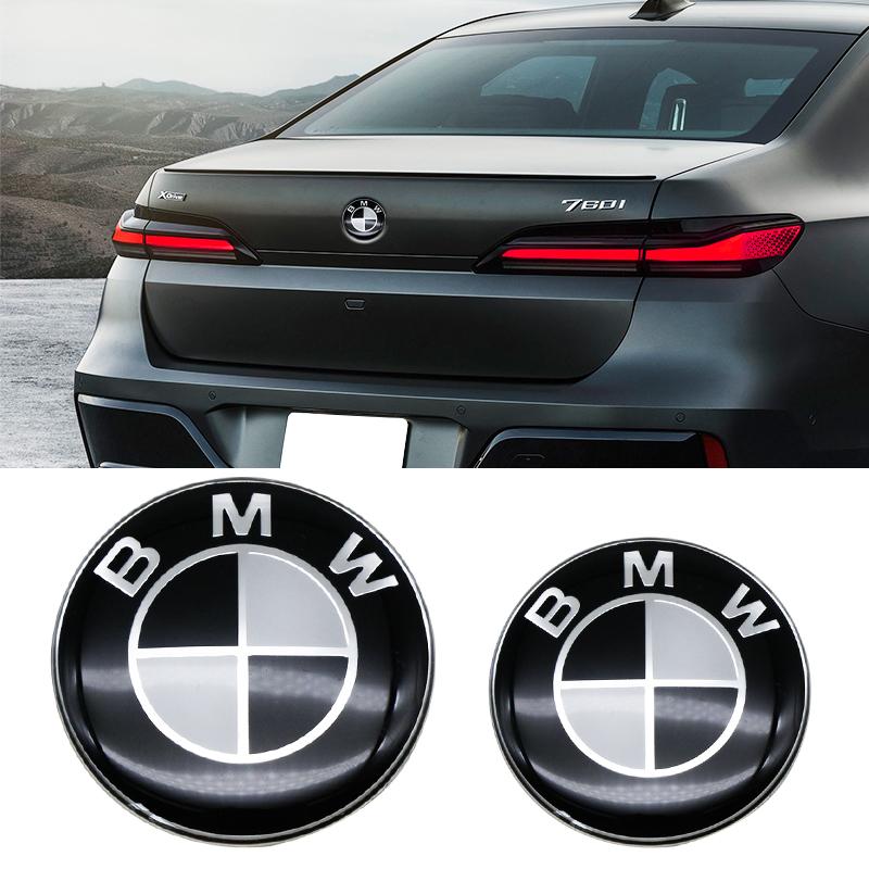 Universal Base Black White Badge Set for BMW 7Pcs 68mm 56mm 82mm 74mm  Hood Trunk Wheel Steering Logo 7Pcs 2-Pin 3-Pin Clips Kit GX9