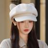 Retro Korean-Style Women's Beret: Octagonal Duckbill Hat with Cat Ears, Perfect for Autumn/Winter and Large Head Circumference