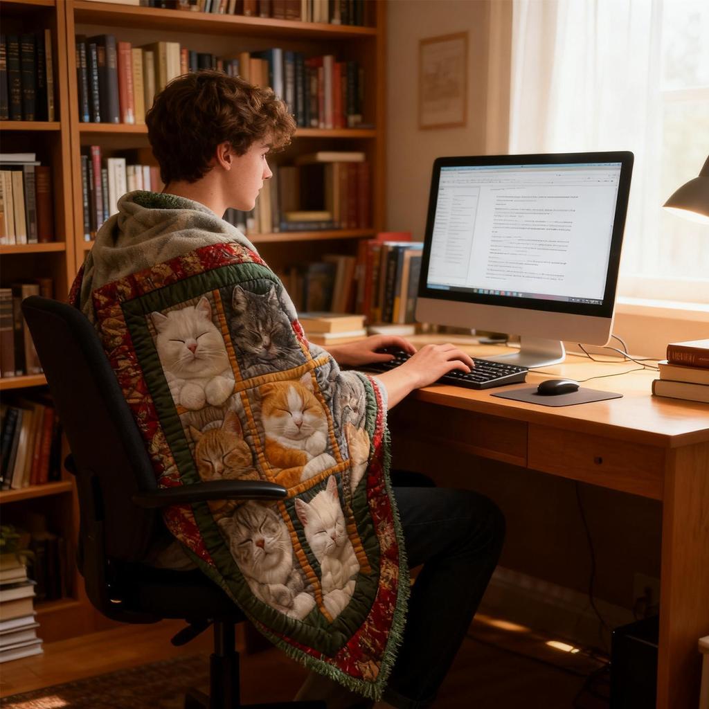 Adorable Warm Cat Print Pattern Throw Blanket Christmas Cat-theme Flannel Blanket For Sofa Couch Living Room Kitchen Bedroom