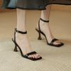 New French Square Head with Thin Heel Sandals Women's Summer 2025 Open-toed Black Sexy Versatile High Heels