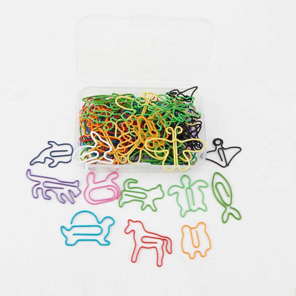 60pcs Plastic-coated Metal Paper Clip 12 Kinds Memo Clips Bookmarks School Stationery Office