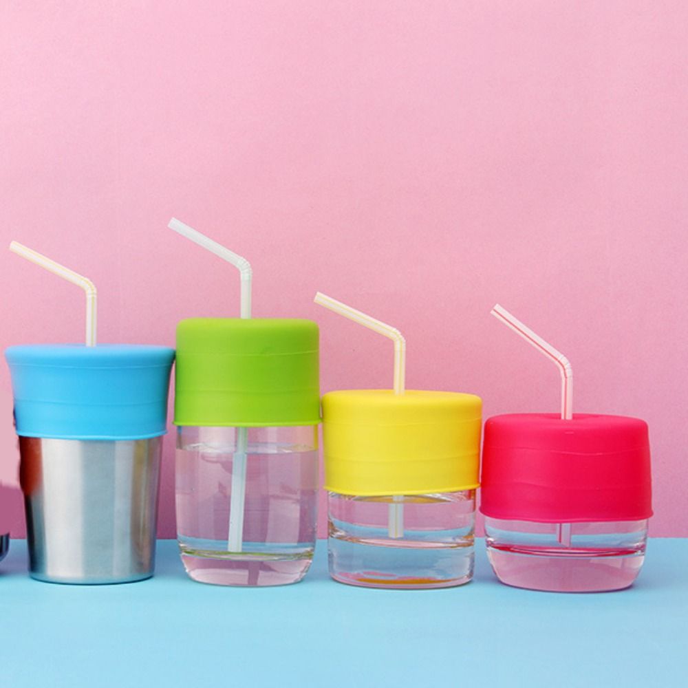With Straw Hole Silicone Sippy Cup Lid Spill-Proof Straw Cup Cover Cup Accessories Mason Jar