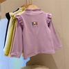 Children Winter Long Sleeve T-shirt Embroidered Print Round Collar Cotton Base Bottoming T-shirt Girls Casual Tops