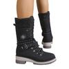 Winter Outdoor Shoes for Women Side Zip Women's Mid-Calf Boots Square Heel Casual Women's Shoes Med Heel Ladies Boots