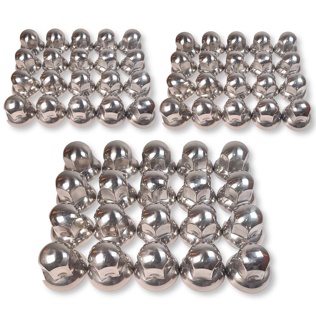 Lezalic Stainless Steel Nut Mirror ISO 46mm for Large Dump Decorative Custom Universal Fit of 60 Caps, Finish, 33mm, Tall, Round, 10-Lug Trucks,