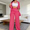Женский костюм-двойка Деловой наряд Повседневный пиджак и широкие элегантные брюки Комплект Формальные офисные комплекты