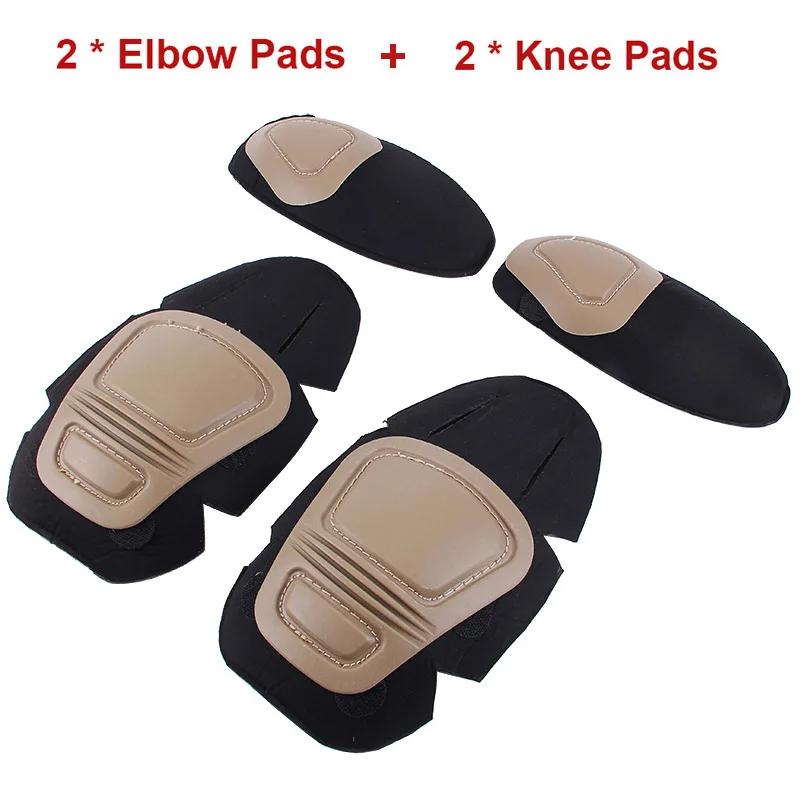 Тактическая защита коленей и локтей для пейнтбола, страйкбола, боевой униформы, военного костюма, 2 наколенника и 2 налокотника, просто охотничий костюм