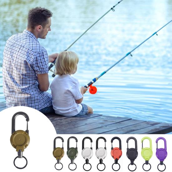 1/8Pcs Retractable Keychain with Steel Wire Rope Carabiner Badge Reel Holder Clip Key Ring Heavy Duty Outdoor Camping Climbing Anti-lost Buckle