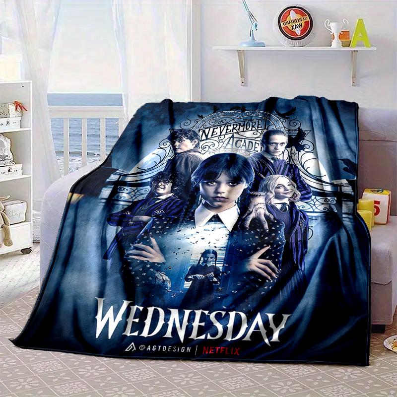 Wednes-day Gothic Blanket Flannel Blanket for bed, sofa, Camping, Hiking, Picnic Essentials, gift for family Fan gifts