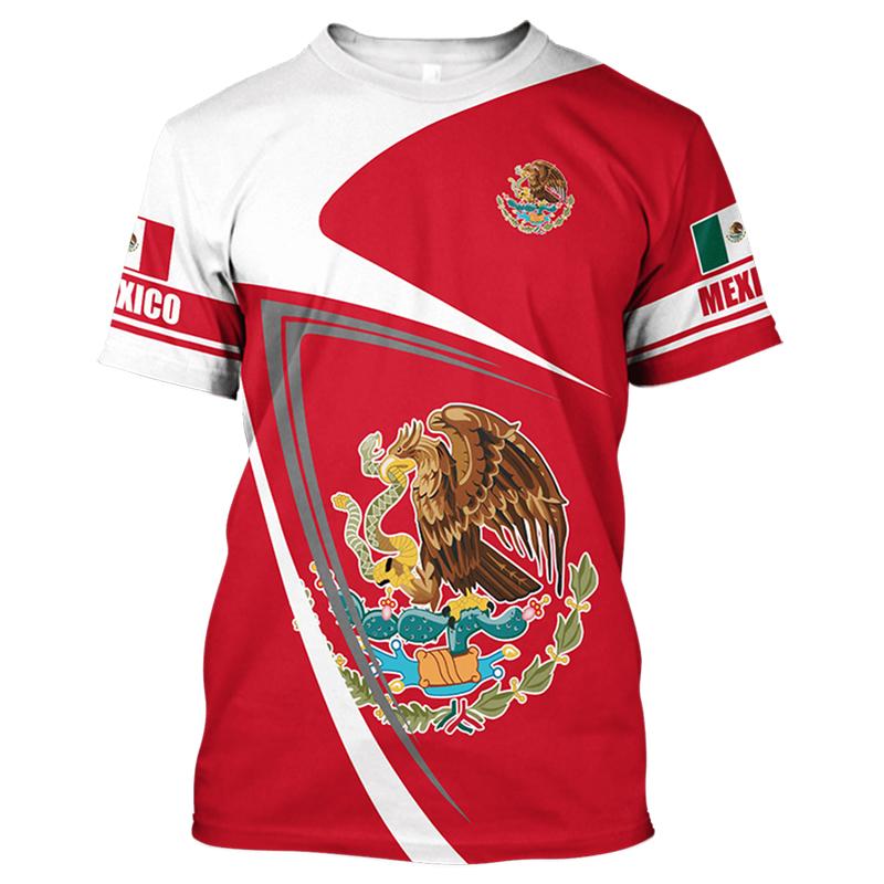 Летние мужские футболки с круглым вырезом и принтом национального флага Мексики, повседневный пуловер большого размера с короткими рукавами, модная уличная мужская одежда