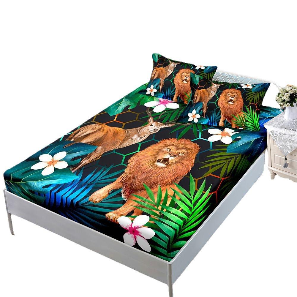 Three-Piece Mattress Mattress Cover Animal Giraffe Lion Zebra Mattress Protective Cover