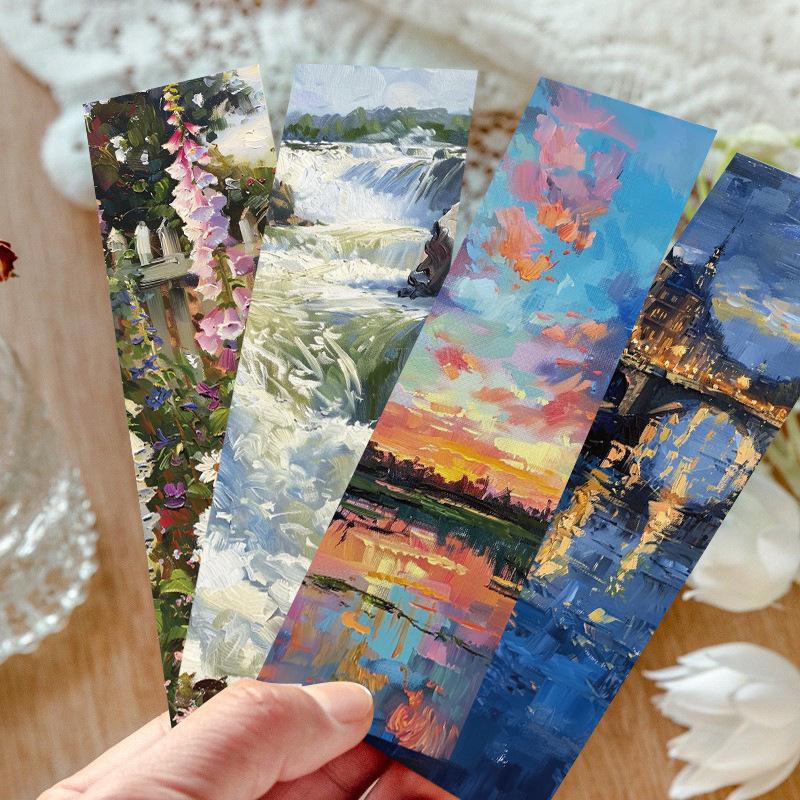Микро-тушь Набор закладок для пейзажной живописи маслом, 30 листов: Креативные DIY скрепки для книг для студентов и любителей искусства