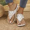 Rivet Flower Women's Sandals Foreign Trade Model Size Spot Wedge Heel Women's Shoes European and American Wish Toe Slippers