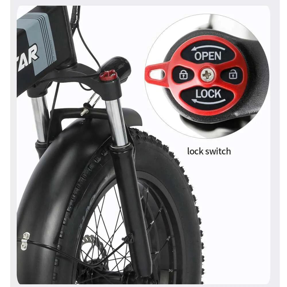 Ridstar Электрический велосипед H20 Foldble, двигатель 1000 Вт, аккумулятор 48 В, 15 Ач