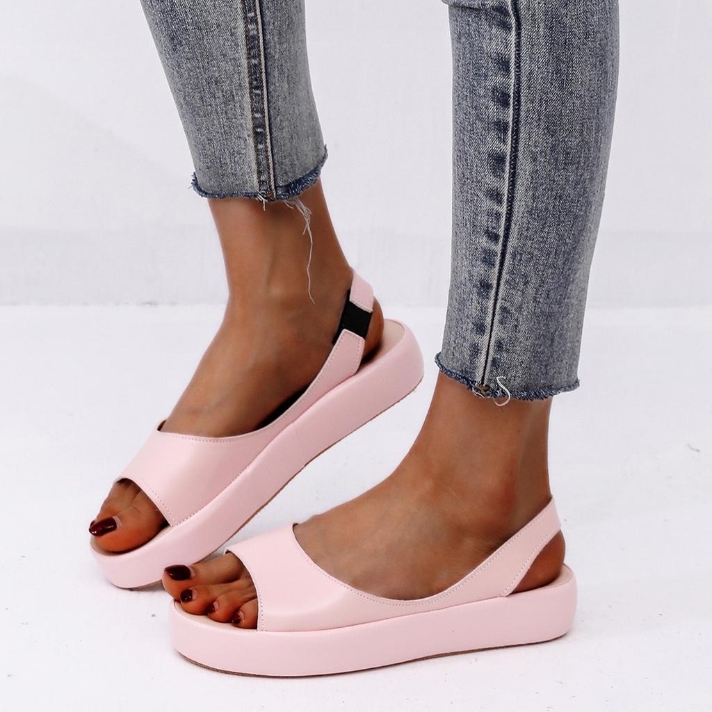 2025 summer new foreign trade large size women's shoes fish mouth flat heel light foot cover casual women's sandals