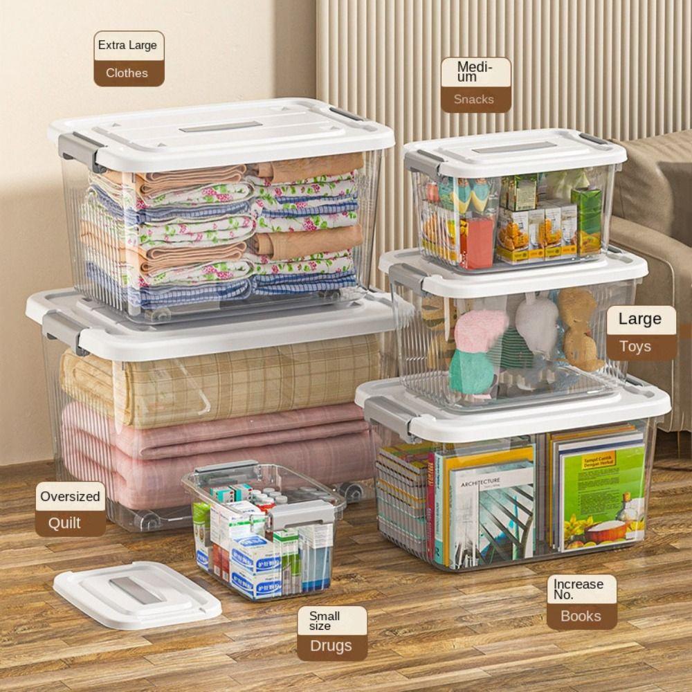 Plastic Plastic Box Transparent Black Clothing Storage Bin Practical Organizing Box  Clothing