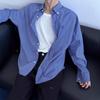 2025 Korean Style Blue Plaid Shirt Jacket - Women's Long-Sleeved, Loose-Fit, Casual Autumn Wear