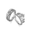 Trendy 925 Silver Jewelry Rings Crown Shape Zircon Gemstone Open Finger Ring Set for Women Men Lover Wedding Promise Party Gift
