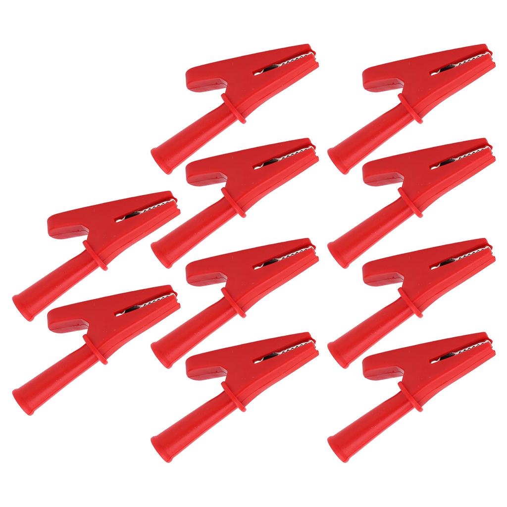 10Pcs Electric Test Clip 20A Rated Current 10mm Opening Test Clamp for Electronic Equipment Welding MachineryRed