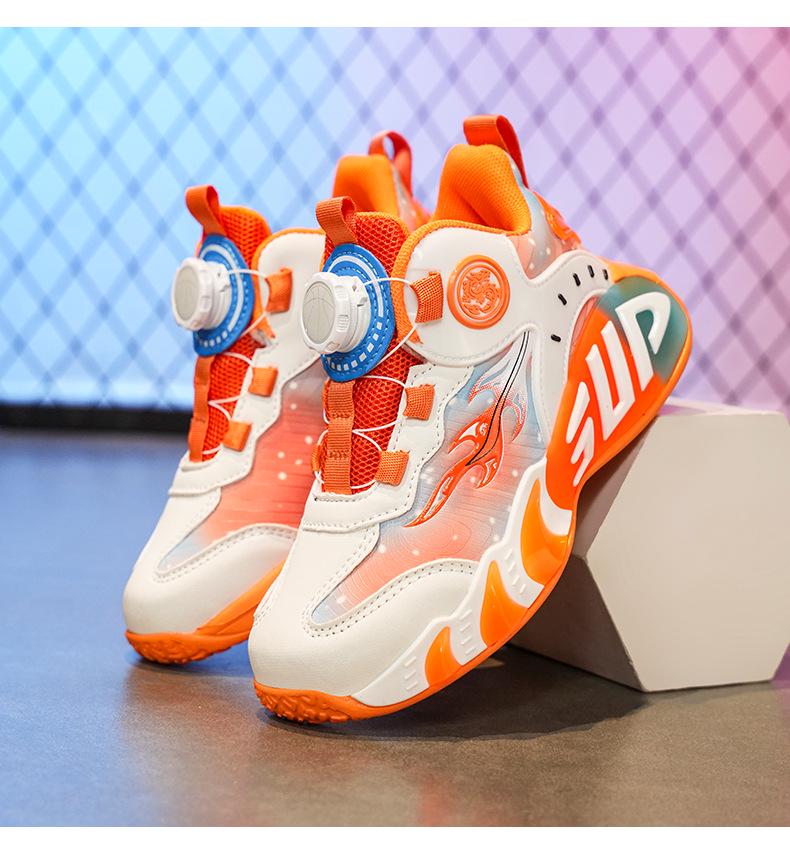 Амортизирующие кожаные баскетбольные кроссовки для мальчиков | Нескользящие, легкие спортивные кроссовки для детей старшего возраста, Осень/Зима 2025