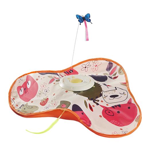 3-in-1 Hide And Seek Cat Toy Interactive Automatic Play Toy with Butterfly Wand And Moving Concealed Feather Kitten Exercise Hunting Game for Indoor
