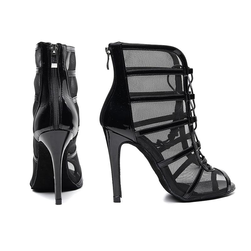 Высокие танцевальные ботинки с открытым носком, женские танцевальные туфли из стальной трубы для латинского джаза, танцевальная обувь на высоком каблуке, дышащая удобная обувь на каблуке высотой 10 см