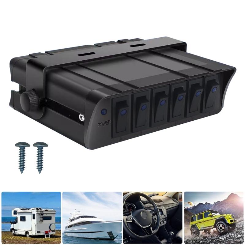 Toggle Switch Panel 6 Gang Switch 40A 12V Switch Panel with LED Indicator for Car Marine Boats Truck