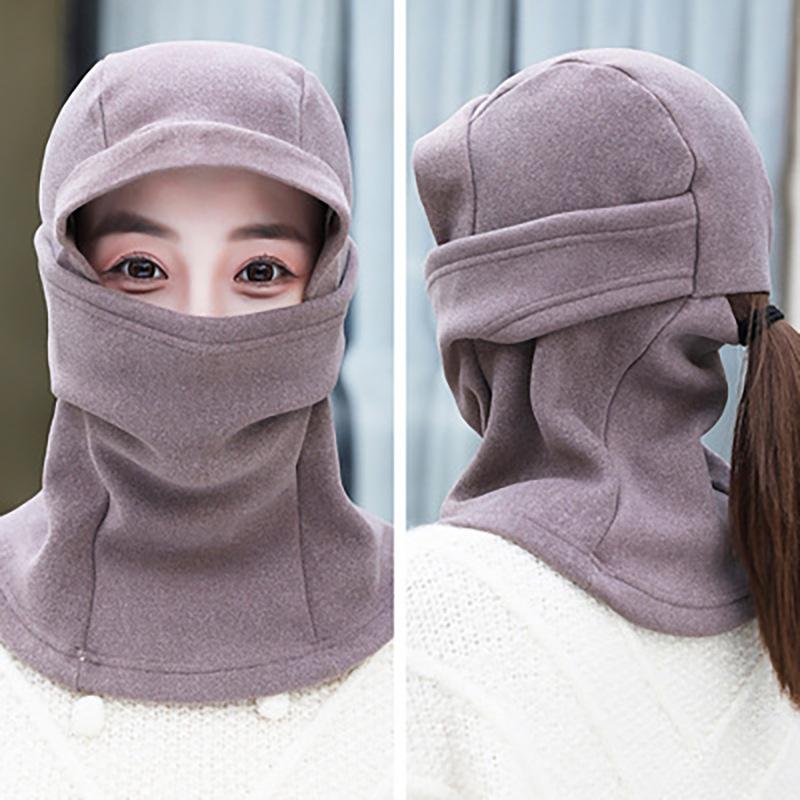 Cycling Warm Artifact Hat Women's Autumn and Winter Helmet Lined Windproof Mask Scarf Ear Protection Neck Pullover Hat