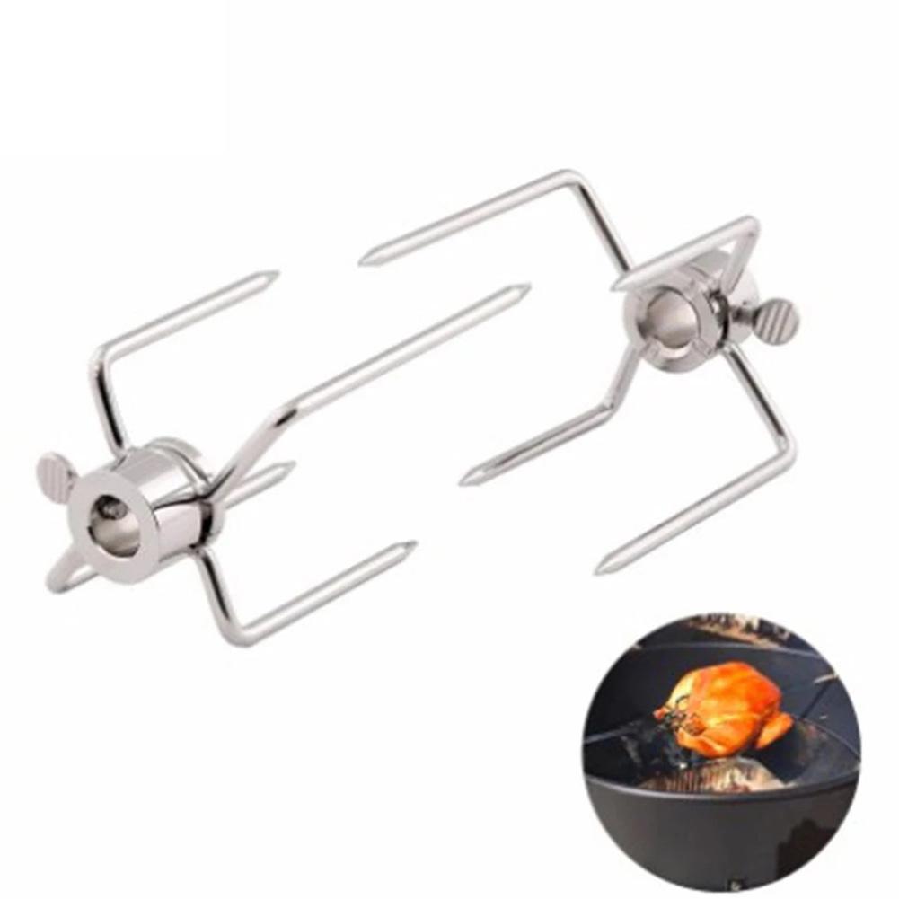 Rotating Fix Fork Barbecue Skewer Oven Accessories Steel Food Spit Grade Tool Skewer Meat Forks J5V7