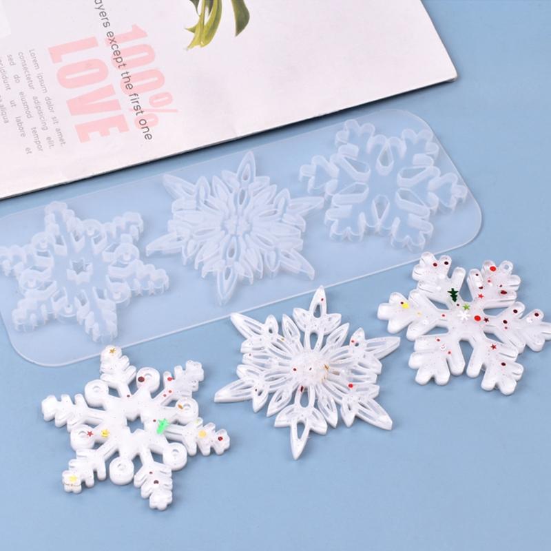 Snowflake Resin Mold Silicone Casting Craft Christmas Mold Decoration Necklace Earring Pendant Keychain Resin Mold